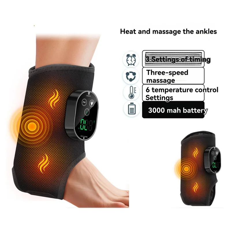 B89B-Protector de tobillo eléctrico portátil, masajeador de pies con calor para aliviar el dolor, aliviar la hinchazón, fascitis Plantar