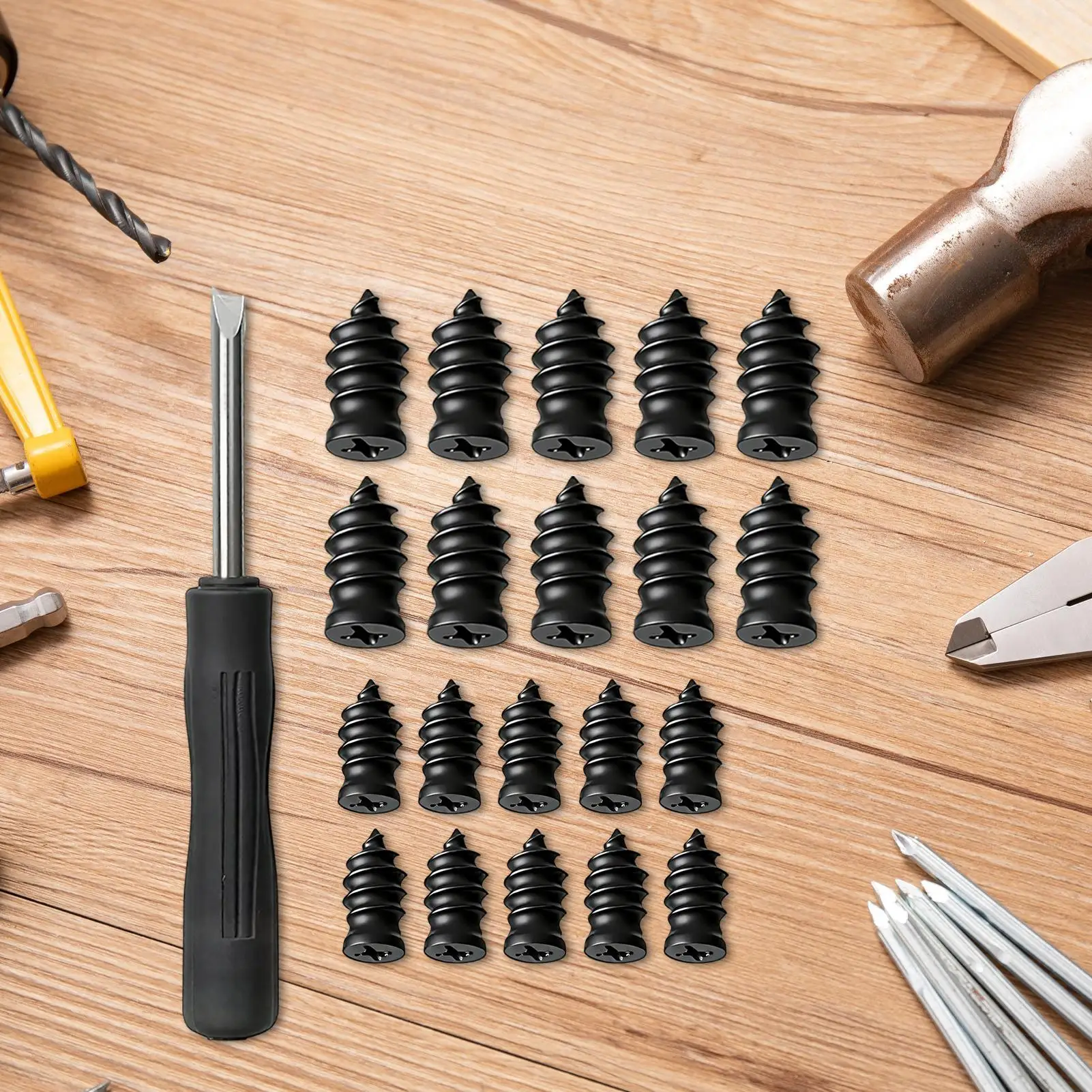 Tire Repair Rubber Nail Kit Fast Mending Tool Spiral Rubber Nails Roadside Long Distance Travel Daily Commuting Camping Highway