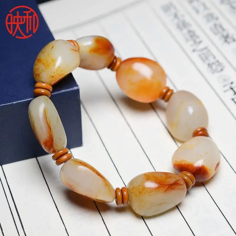 , Hetian Stone , Red Skin White Flesh , Sheep Fat Jade Bracelet Men And Wo
