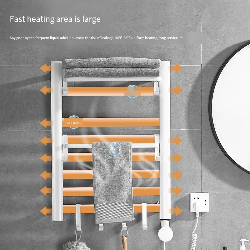 رف تجفيف الحمام، ماكينة منشفة فولاذية ساخنة، تطبيق رمادي، تحكم ذكي، رف منشفة من الألومنيوم للحمام