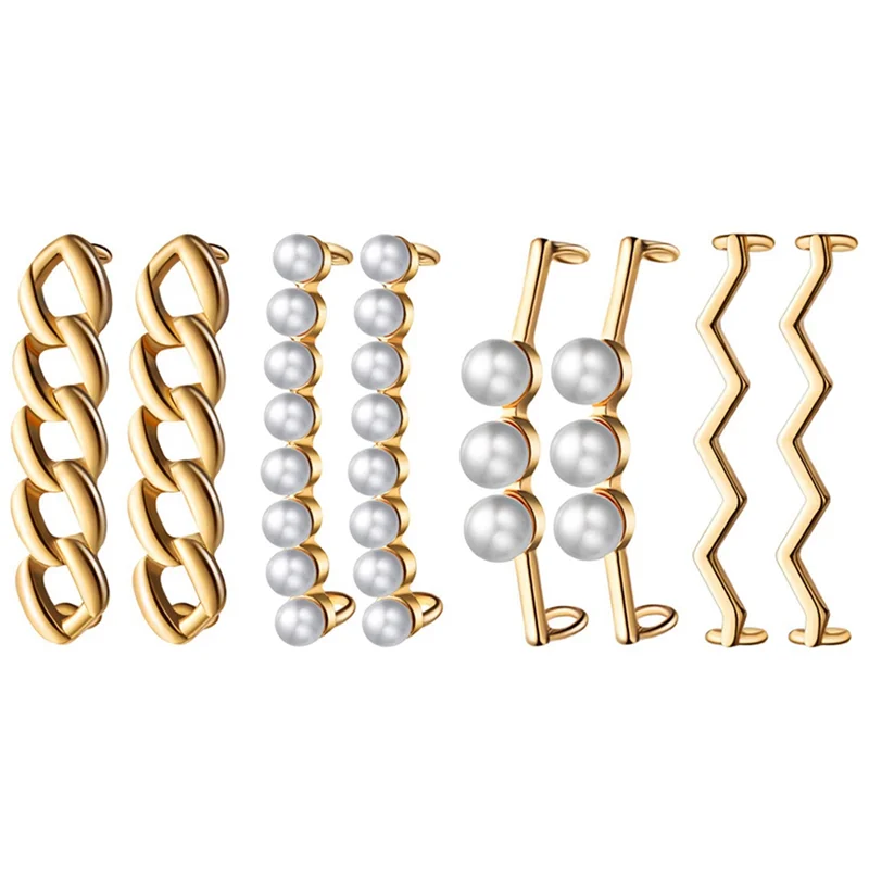 ABQR 8Pcs Shoelace Buckle for Sneakers Shoelaces Decorations DIY Decorative Shoe Clips Faux Pearl Shoes Accessory