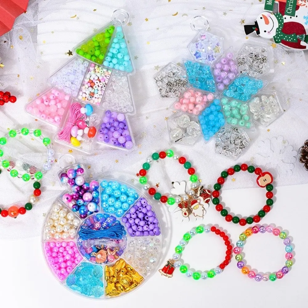 Multi-Color Christmas Beading DIY Kit Handmade Complete Supplies Bracelet Necklace Making Entry-level Snowflake Shaped
