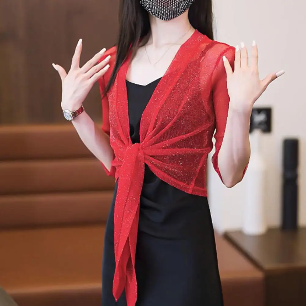 

Женская солнцезащитная рубашка с длинным рукавом, однотонная, свободная, солнцезащитный кардиган со шнуровкой, дышащее тонкое пальто, куртка Blusas Mujer