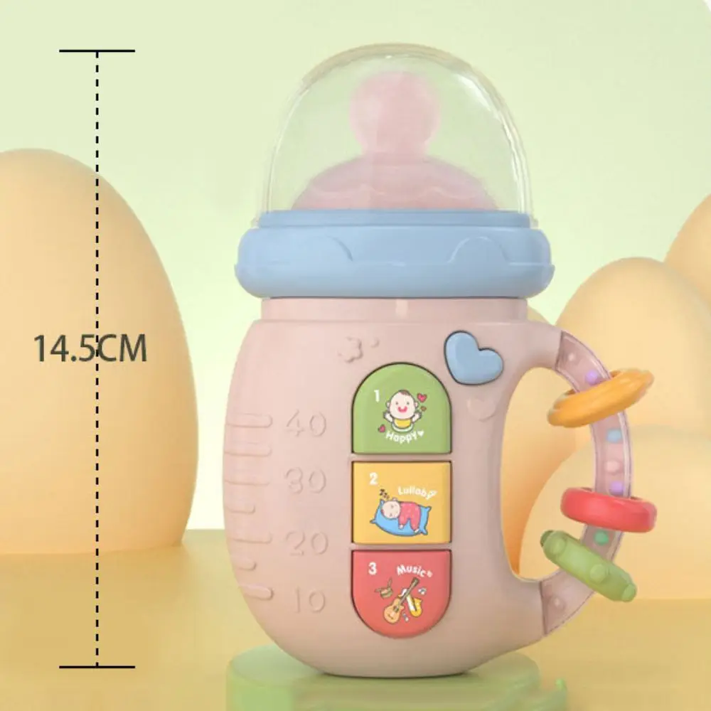 Newborn Baby Bottle Toy Teether Rattles Soft Musical Feeding Bottle Toy Educational Soothing Vocal Music Electric Comfort Bottle