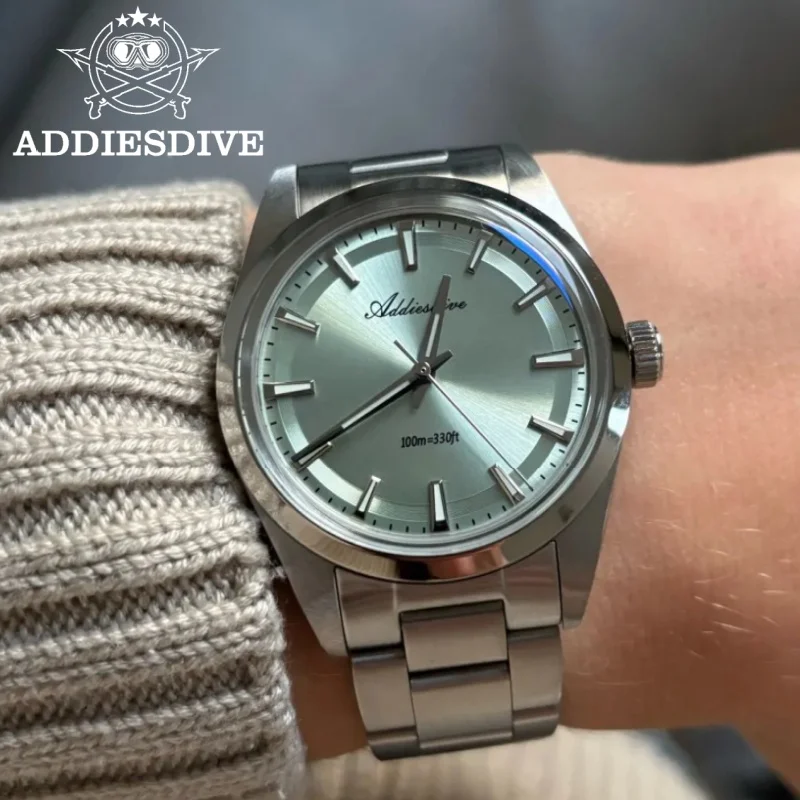ADDIESDIVE AD2066 Men's Luxury Watch 10Bar Waterproof BGW9 Super Luminous 316L Stainless Steel Reloj Hombre VH31 Quartz Watches