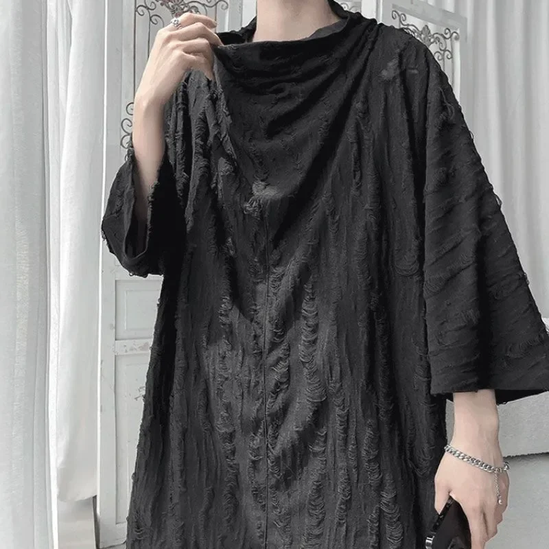 

Полуводолазка, рваная мужская футболка с короткими рукавами, летняя с пятиточечным полурукавом