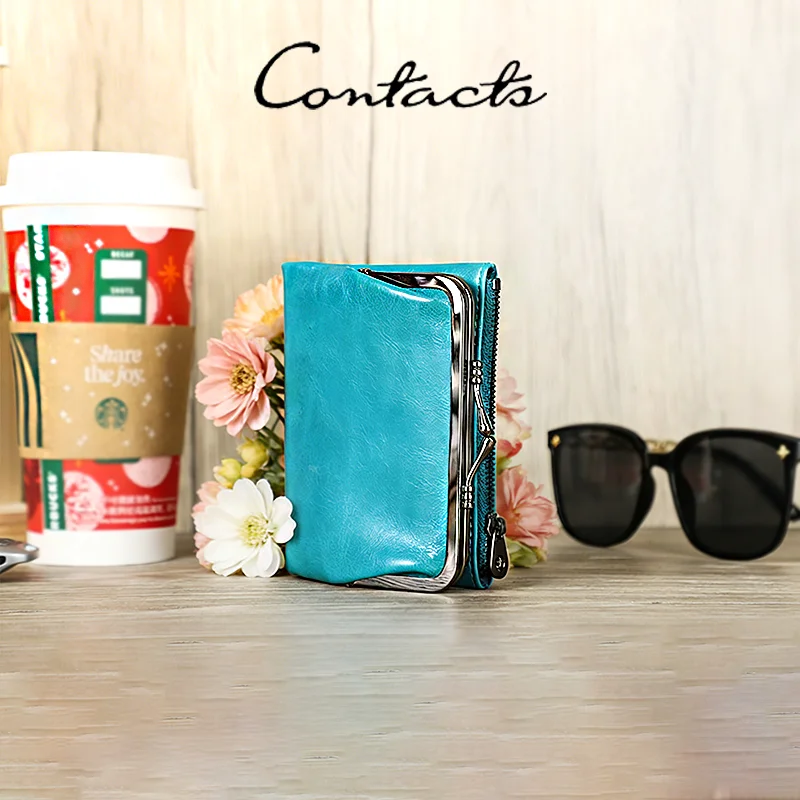 

Кошелек из натуральной кожи CONTACT'S, женский модный кошелек с RFID-защитой, держатель для карт и фотографий, сумка для денег, женский дорожный подарок, повседневный кошелек для монет