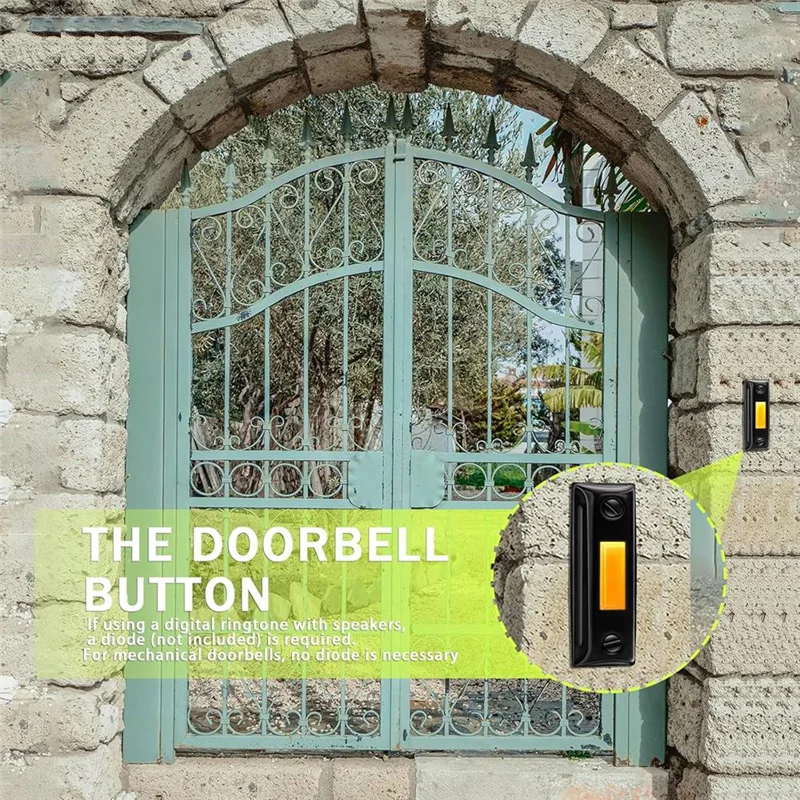 75STO-Metal Doorbell Push Button,LED Indicator, Wire-Connectable Wall Installation Bell Button, Perfect For Doors Walls