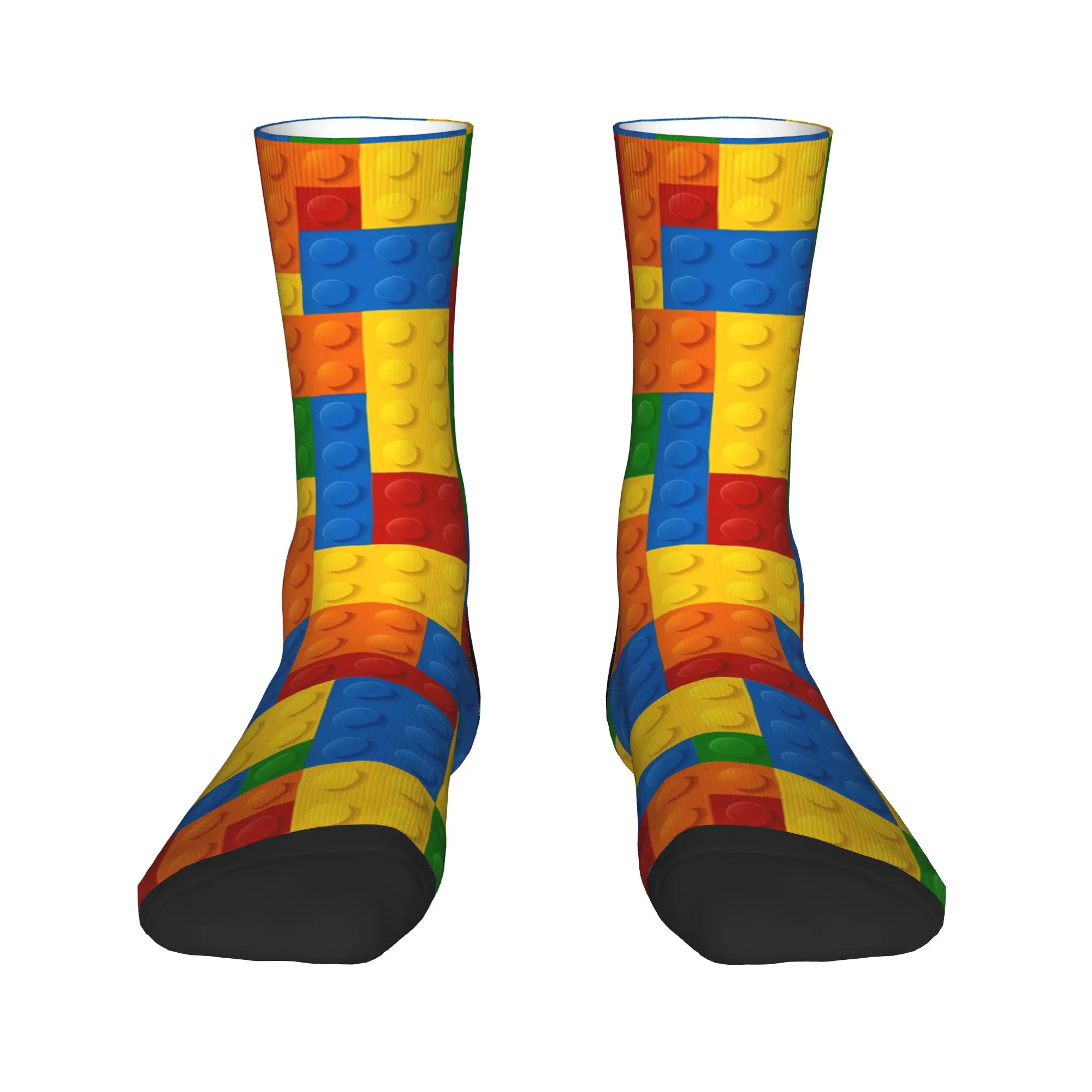Building Blocks Vibrant Brick Print Socks  Modern Stockings Winter Non-Slip Men Socks Warm Soft Design Skateboard Socks