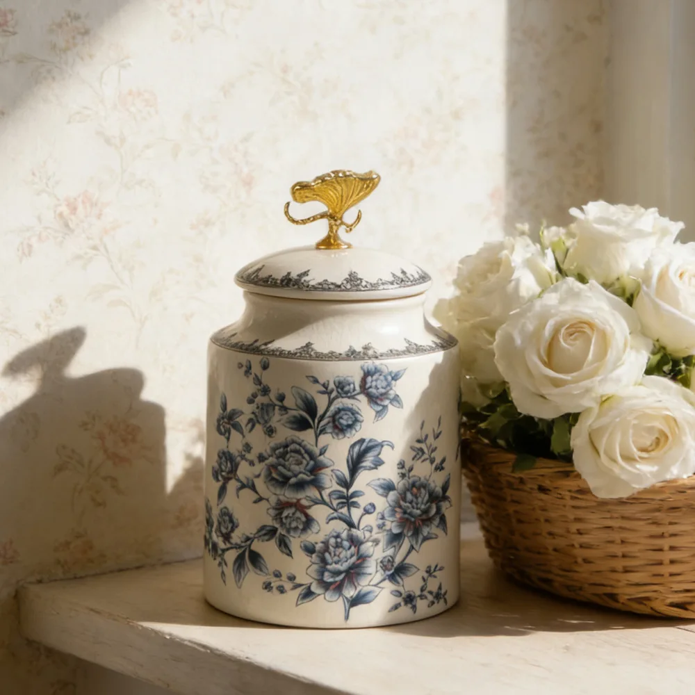 American Retro Ceramic General Storage Jar High-end Home Decoration Ornament European Tea Jar Candy Storage