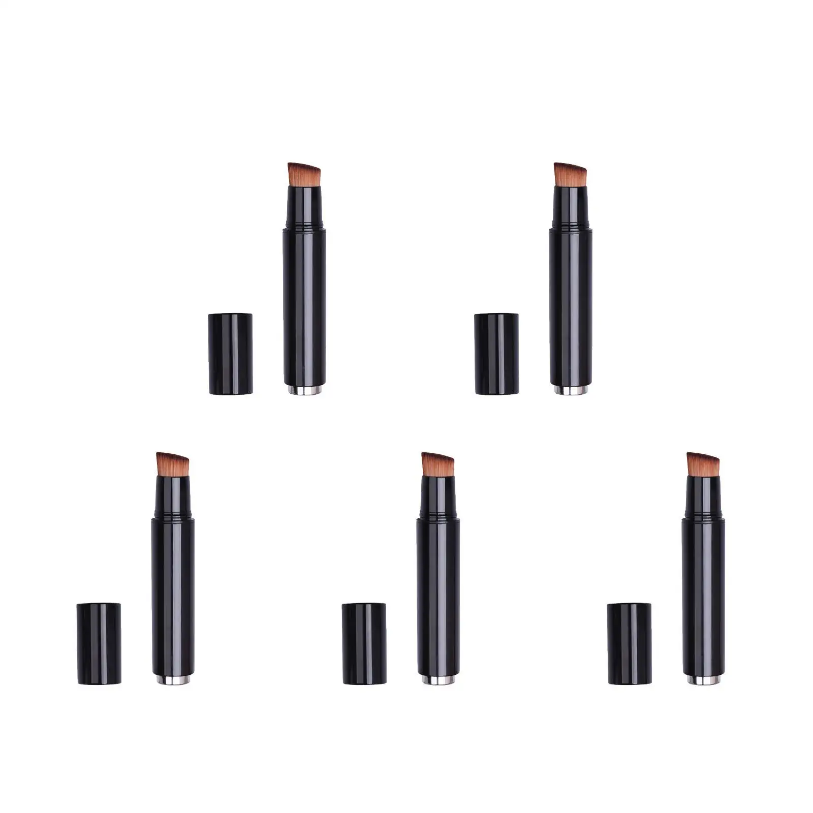 

5pcs 5pcs Black Portable Liquid Foundation Plastic Handle Makeup Multifunctional Foundation Brush Makeup Tools with Lid