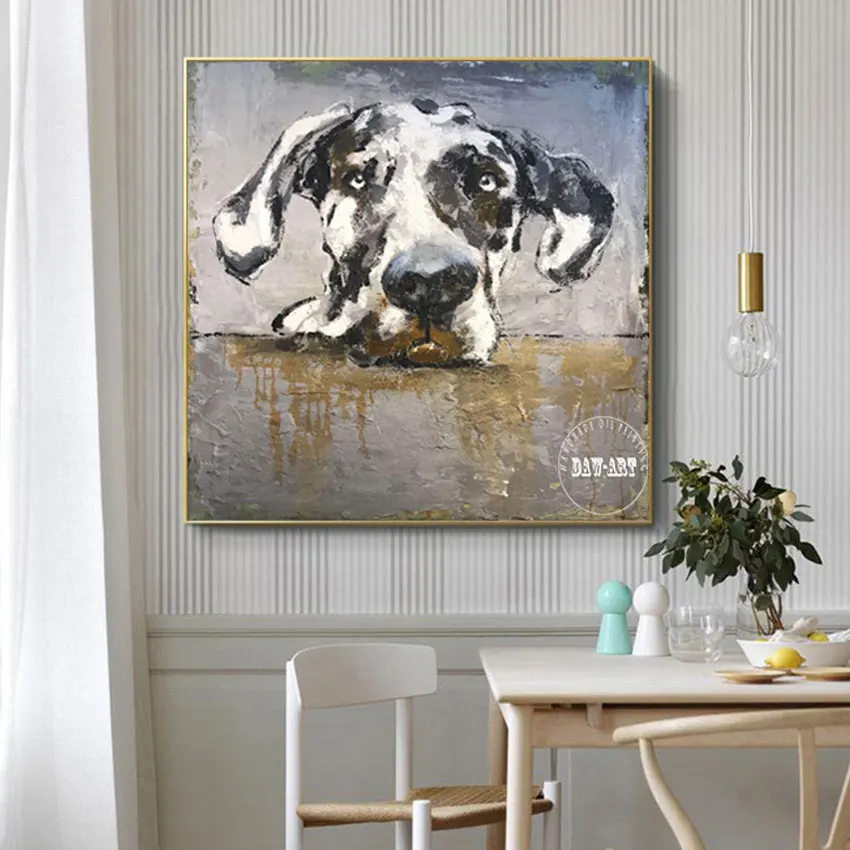 Hot Selling Large Contemporary Spotty Dog Oil Painting Canvas Artwork For Home Goods Decor Unframed Abstract Art Picture Wall