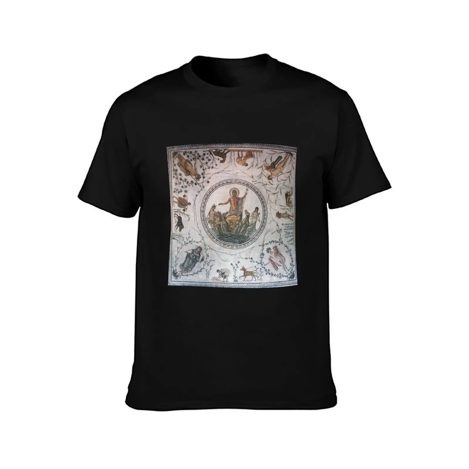 Mosaic of Neptune T-Shirt, Summer Casual Cotton Tee, Oversized Streetwear Tops, Vintage Graphic Print, Loose Fit Short Sleeve