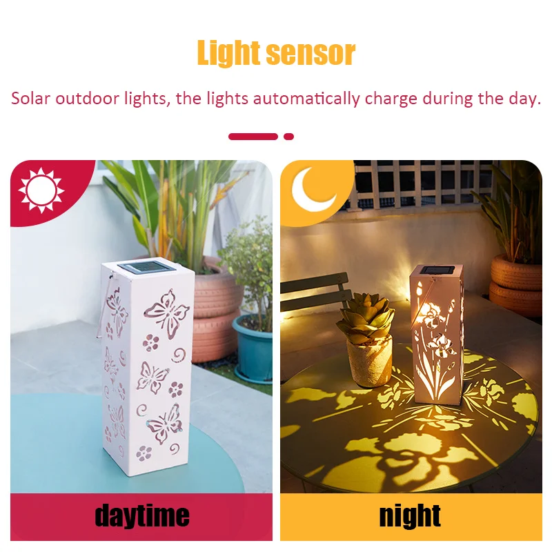 Lampu LED tenaga surya luar ruangan tahan air Sensor cahaya taman Natal Tahun Baru dekorasi teras balkon lampu malam kupu-kupu mawar