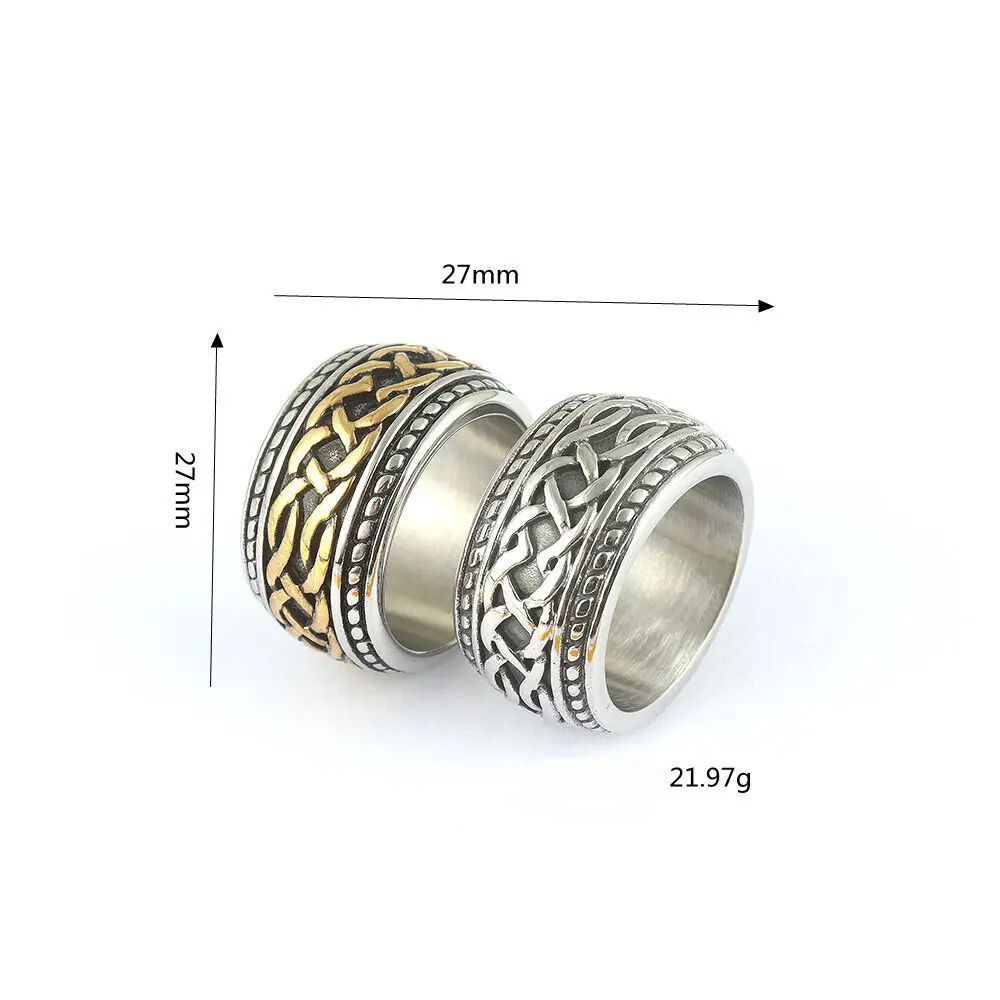 Vintage Men\'s Irish Celtic Love Infinity Knot Stainless Steel Rings Size 8-15