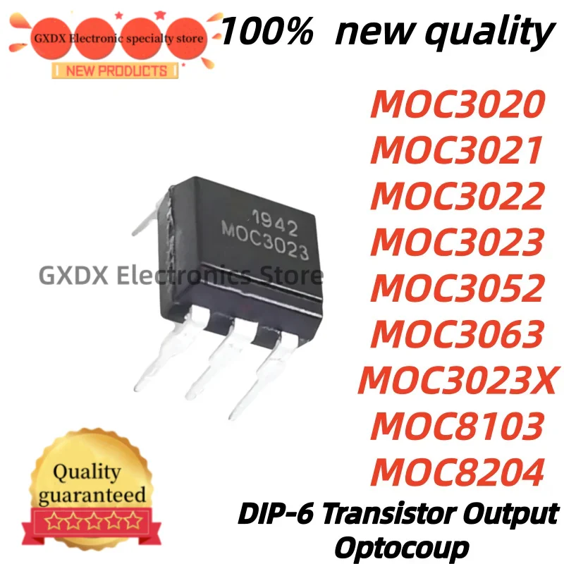 5Uds 100% new quality MOC3023X MOC8103 MOC8204 MOC3020 MOC3021 MOC3022 MOC3023 MOC3052 MOC3063 DIP6 Transistor Output Optocoup