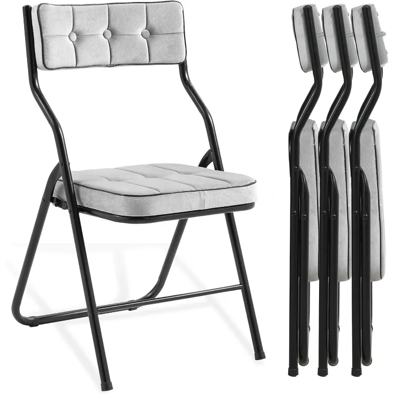 

Padded Folding Chairs 4 Pack - Foldable Dining Chairs with Cushion, Portable and Assembled Folding Extra Chair