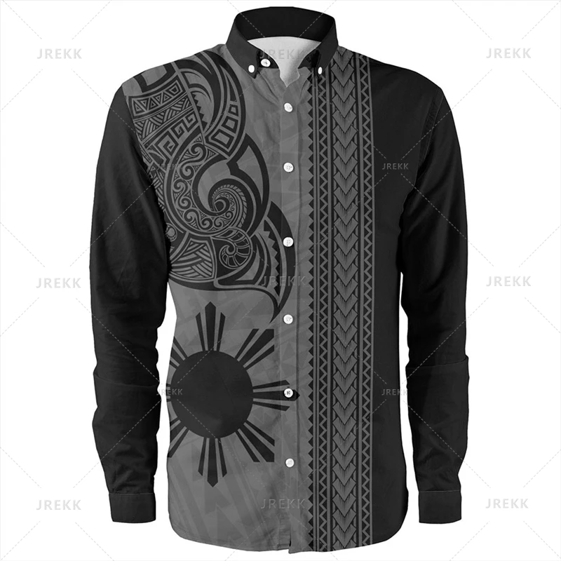 

Small Size Vintage 3D Print Proud To Be Philippines Long Sleeve Shirts Mens Philippines Ethnic Patterns Graphic Shirts & Blouses