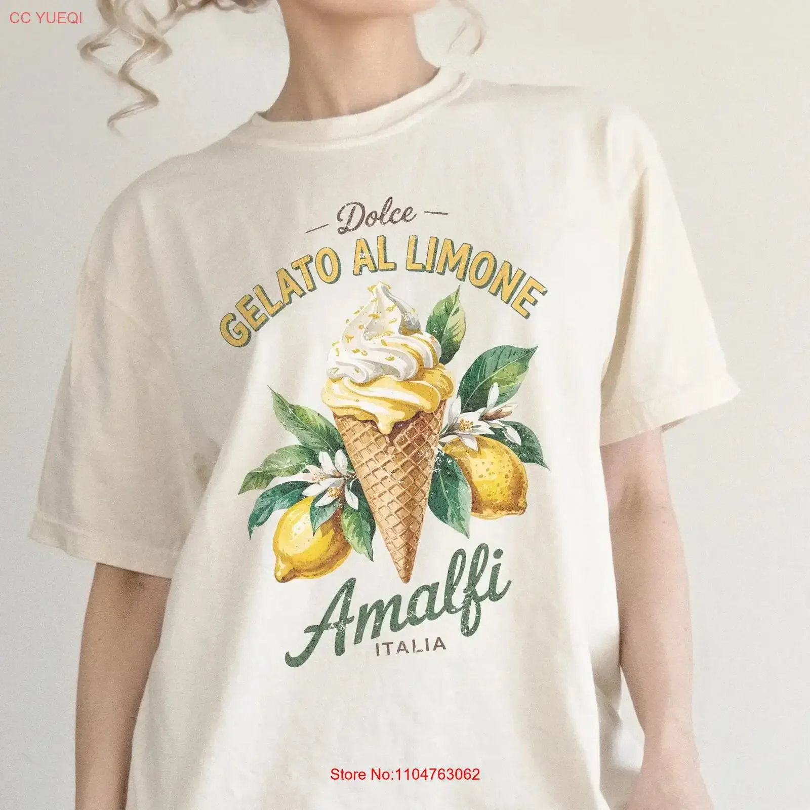 Lemon Gelato T Shirt Amalfi Italy Vintage Ice Cream Italian Summer Aesthetic Coastal Fruit Dolce Vita vintage Washed Stretched