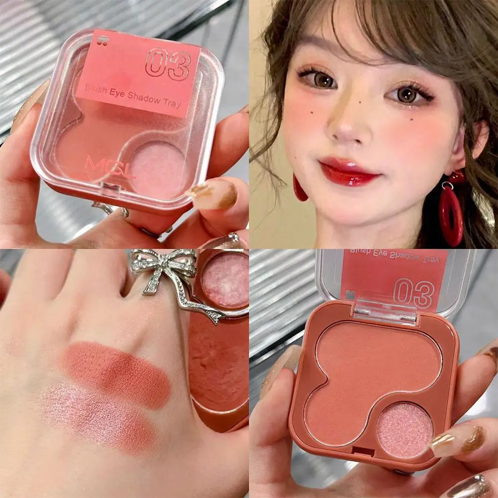 2 In 1 Blush Eye Shadow Matte Highlighter Palette Shiny Cosmetics Multifunctional Makeup Face Eyeshadow Long Lasting Palett R3a4