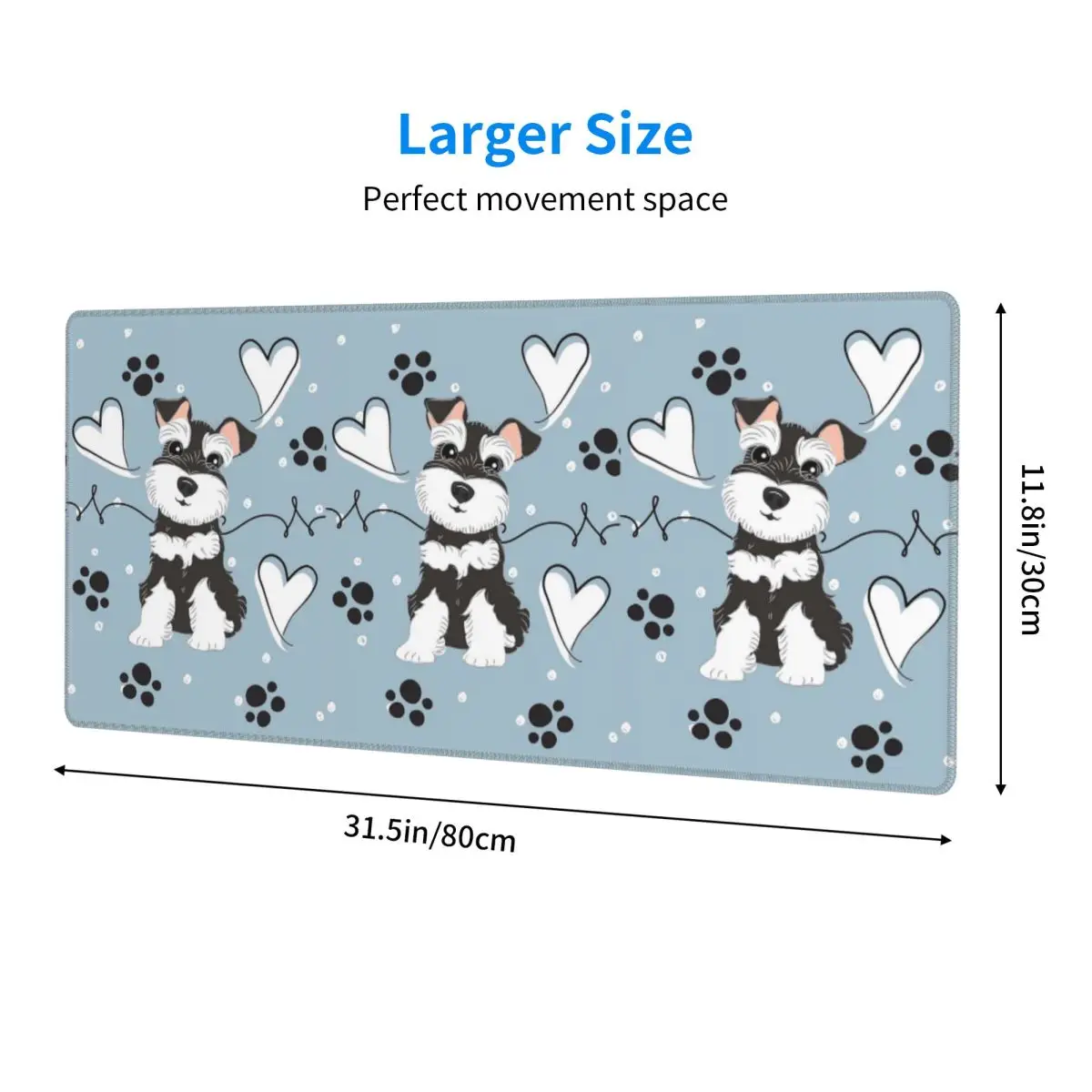 Large Mouse Pad Love Black And White Miniature Schnauzer Gamer PC Laptop Mats Keyboard Carpet Computer Gaming Office Desk Mat