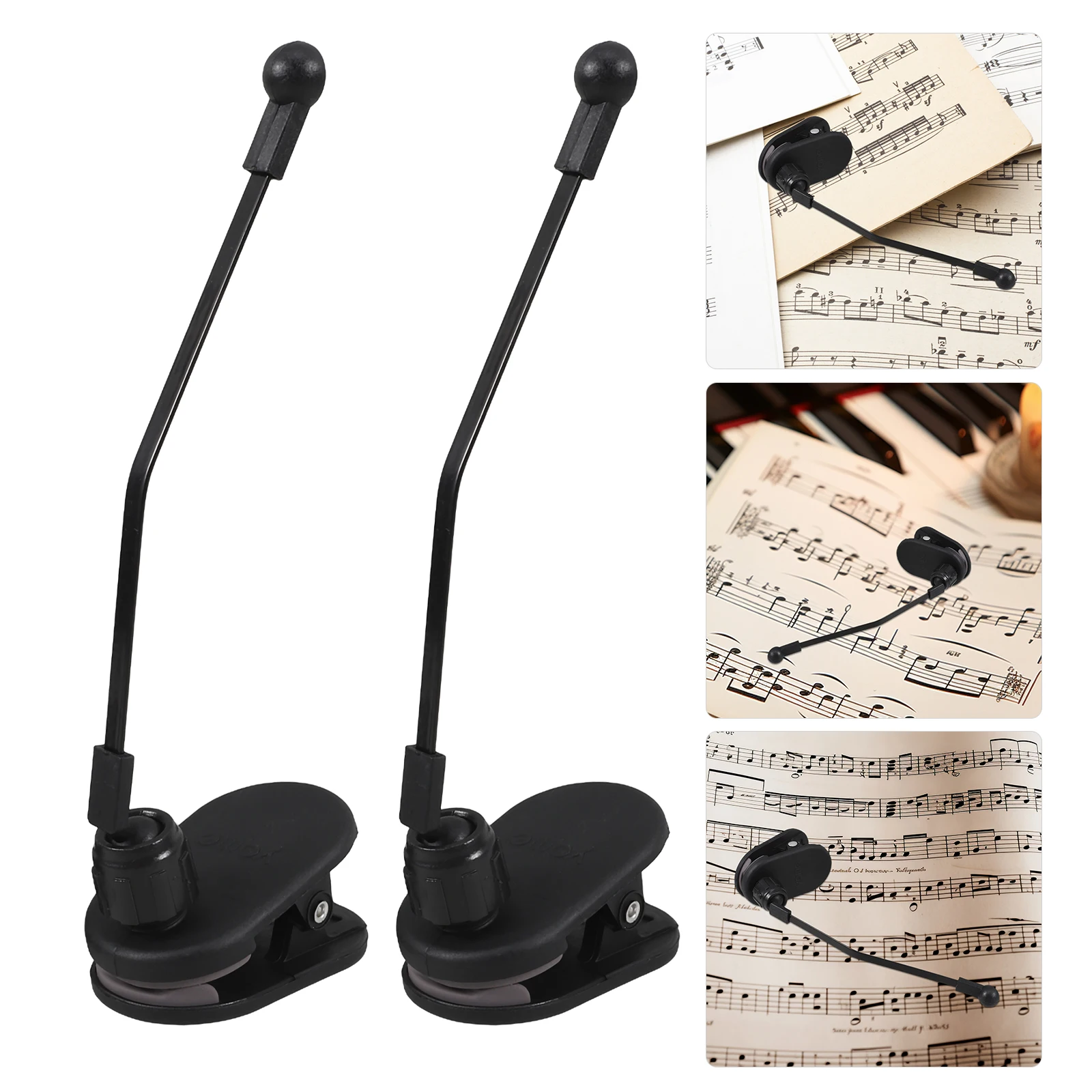 

2 Pcs Piano Score Press Music Book Page Clip Binder Keyboard Holder Black Nonslip Stand Accessories