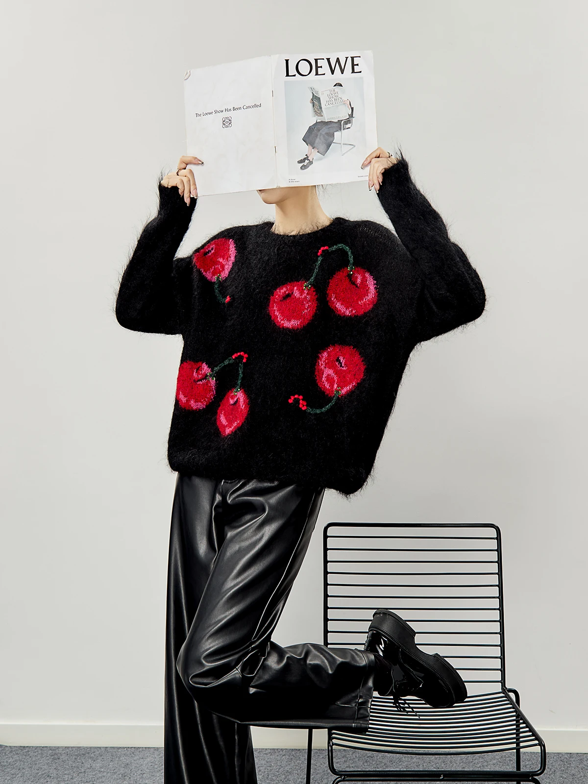 

Свободный длинный вязаный свитер с круглым вырезом, женский повседневный пуловер, осенне-зимняя новинка, Guuli Bla