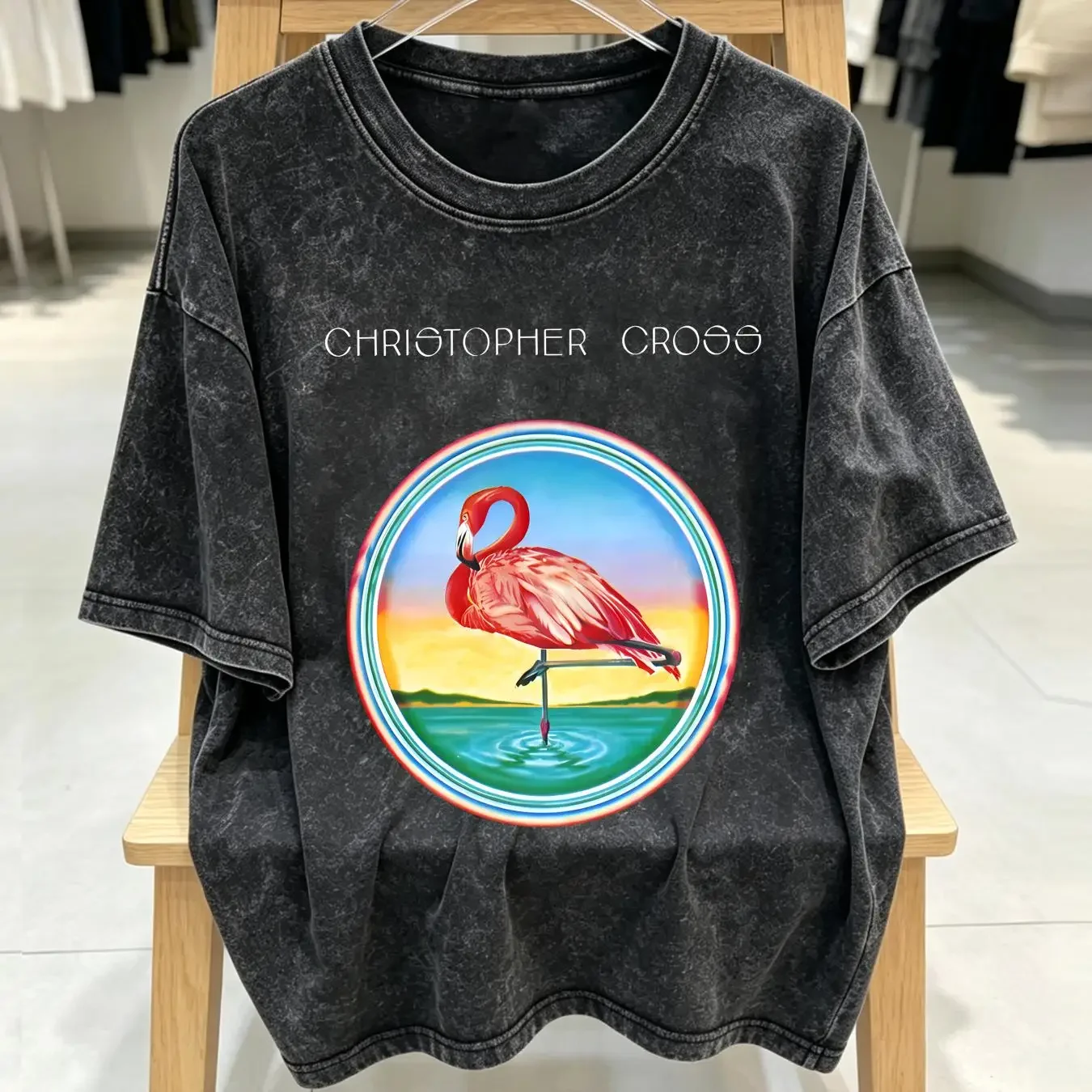 washed T Shirt Album Covers Christopher Cross  Green S 5XL BY606 vintage Washed streetwear Stylish fashion Unisex Breathable