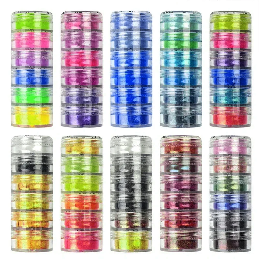 

5/6Colors/set Neon Pearlescent Powder Colorful Mica Epoxy Resin Dye Rubbing Powder DIY Bady/Face/Make Up Manicure Powder FR030#