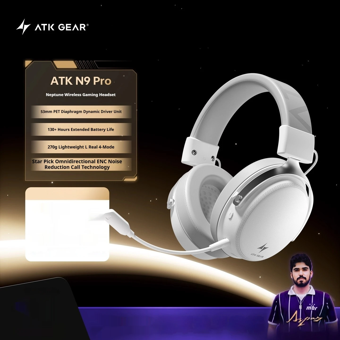 New ATK N9 Pro Ultra Headphones HiFi Wireless 3D Surround Quad
