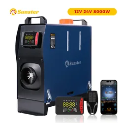 12V 24V 8KW Diesel Air Heater with Bluetooth Control night heater All-in-One with Remote Control &LCD Monitor for Car RV