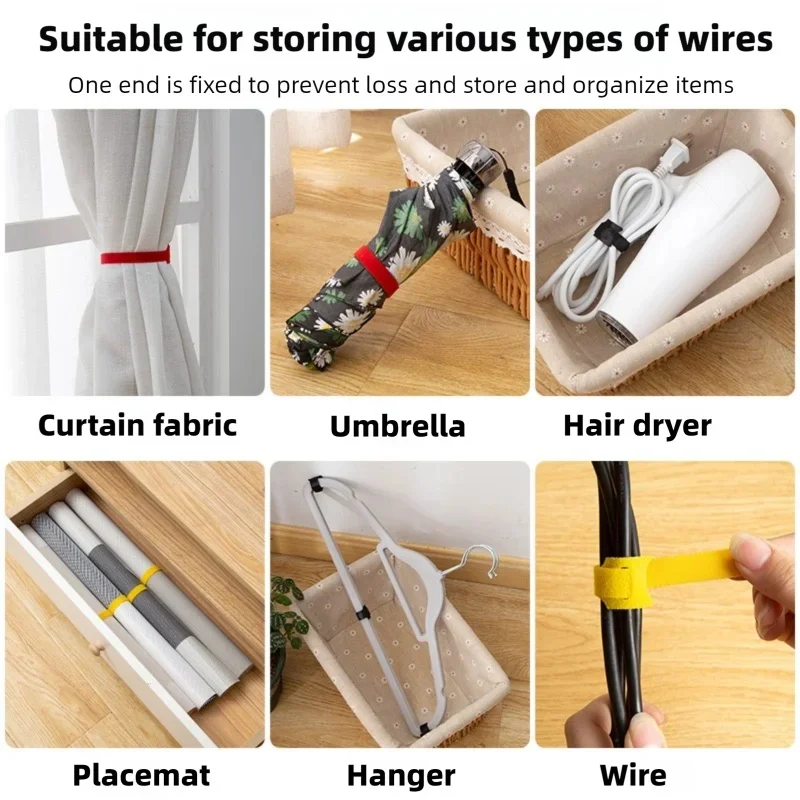 Adjustable 60pcs Reusable Hook Loop Cable Ties, Home Office Multi-Purpose Wire Organizer