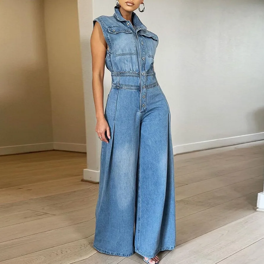 2024 Denim Jumpsuit Women Loose Vintage Preppy Style Overalls Female Fashion Streetwear Chic Popular Harajuku Drop Shipping