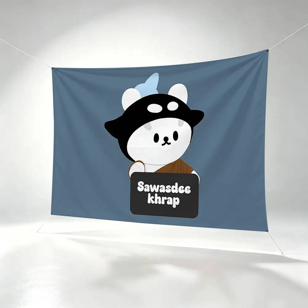 Cute GMMTV-v M-Mascot P-Polcasan  Flags Wall Hanging Background Art Banner for Bedroom Home Outdoor Decor