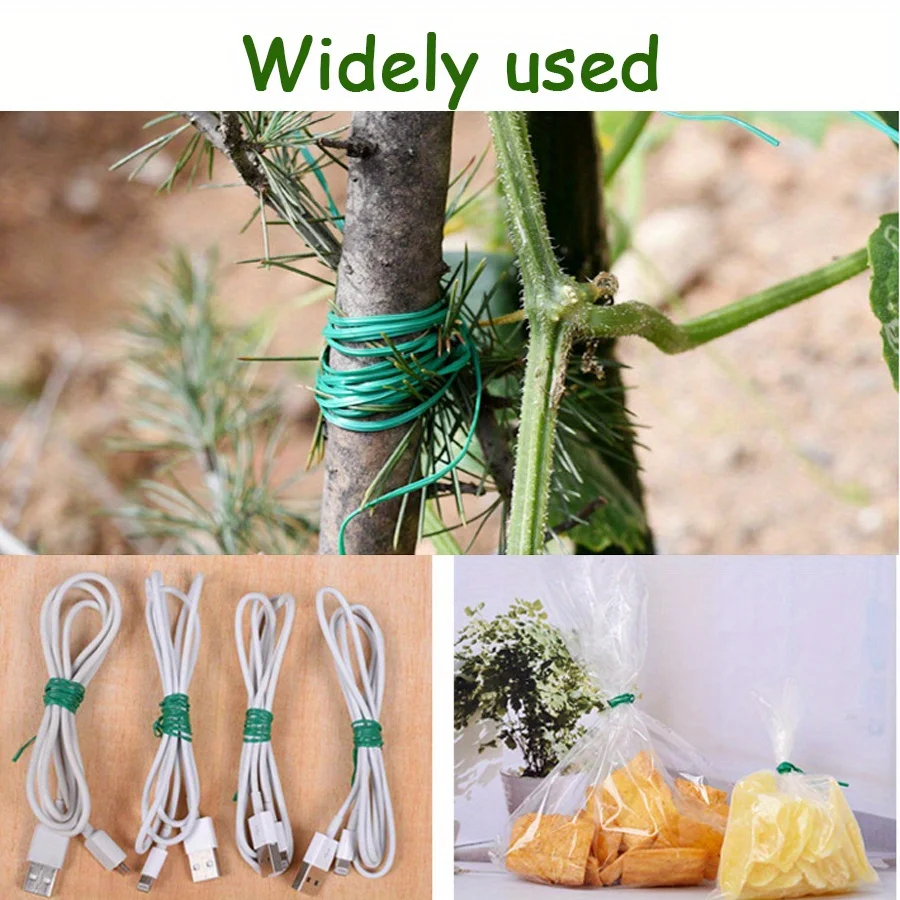 1 Roll 100M Multifunctional Plastic Steel Twist Tie Sturdy Reusable Garden Flower Plant Support Strap Tie