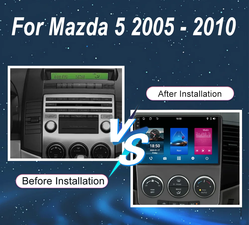 Car DVD Android 15 Radio Stereo For Mazda 5 2005 -2010 Auto Multimedia Player GPS Navigation Carplay QLED Touch Screen Bluetooth