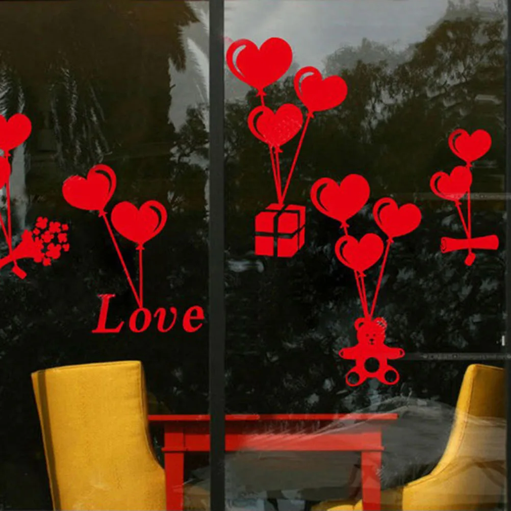 

Art DIY love Heart Shape Wedding Wall Window Stickers Home Accessory Removable Wall Decals Window Clings S Size (Red