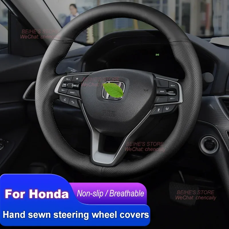 

Hand-stitched Nappa Leather Car Steering Wheel Cover for Honda 10th Accord Inspire Odyssey Elysion 2018-2022 Interior Accessory
