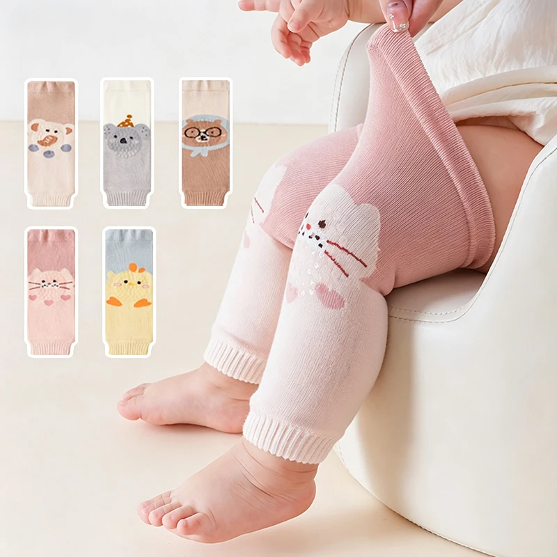 Cute Cartoon Baby Leg Warmers Soft Cotton Newborn Leggings Anti‑Scratch Toddler Knee Pads For Infant Boys Girls 0‑24 Months