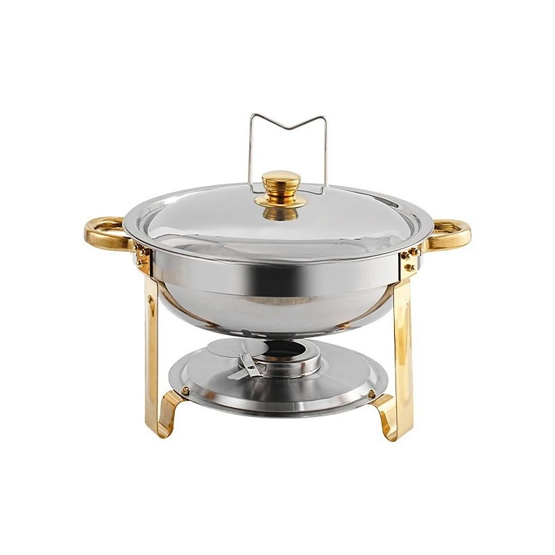 4.5L Stainless Steel Round Buffet Furnace Hotel Heating Vessel Insulation Furnace Commercial Removable Alcohol Furnace