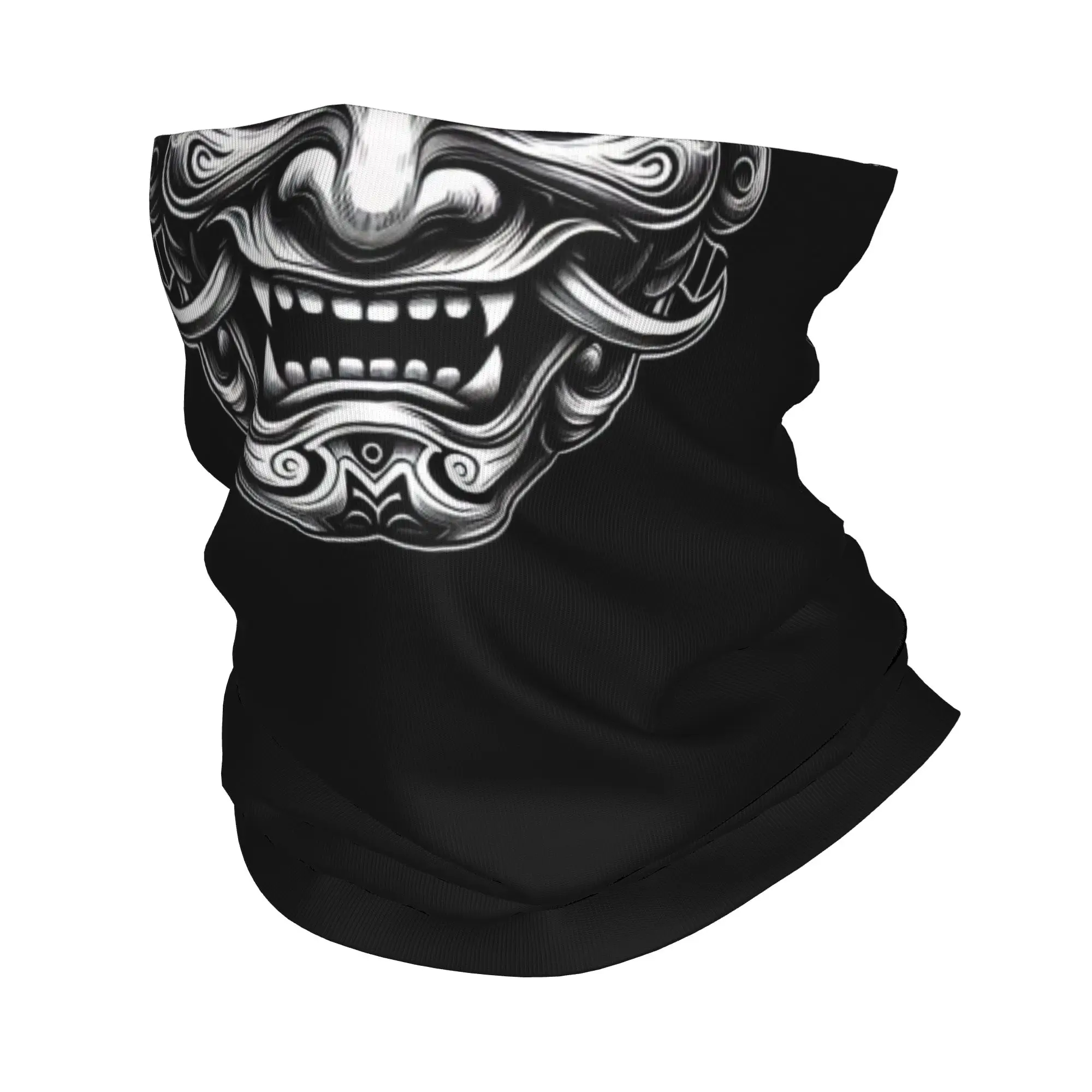 Custom Samurai Oni Demon Bandana Winter Neck Warmer Women Windproof Wrap Face Scarf for Ski Japanese Ronin Gaiter Headband