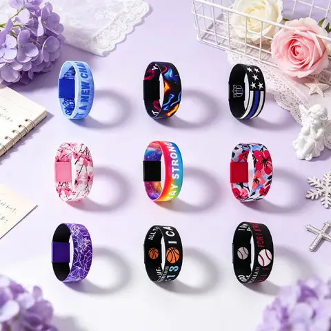 Multi Print Stretch Wristband Bracelet Colorful Pattern Flexible Wrist Band Cuff Bracelet Sports Casual Bangle Accessories