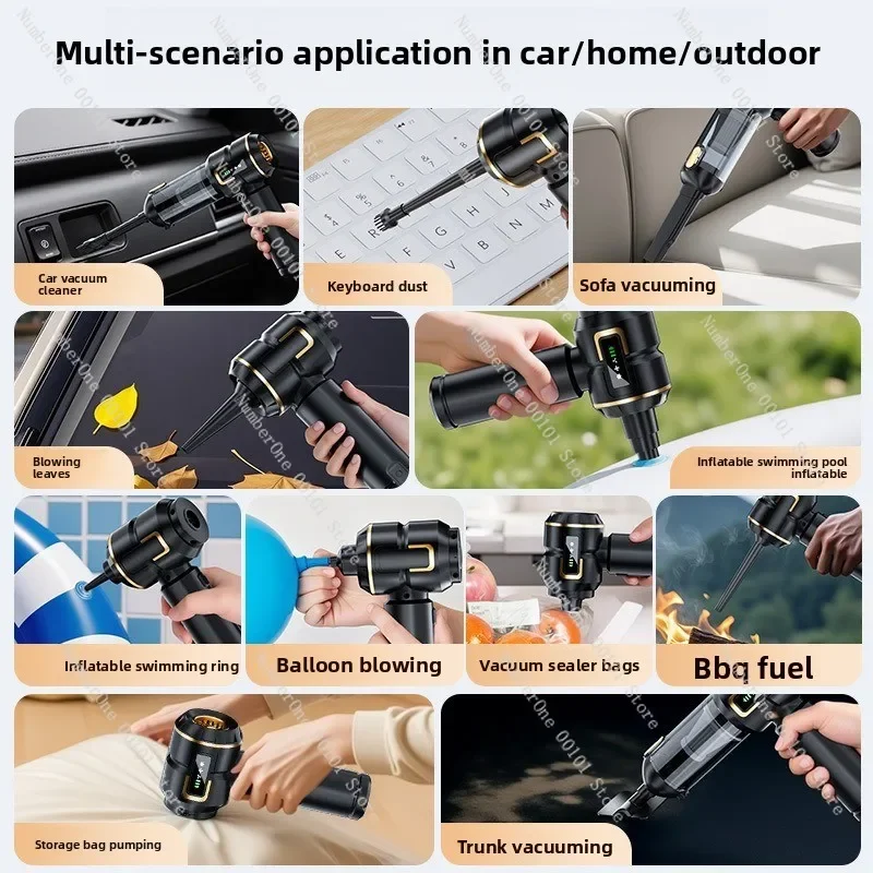 Brushless car vacuum cleaner, hand-held suction and blowing integrated