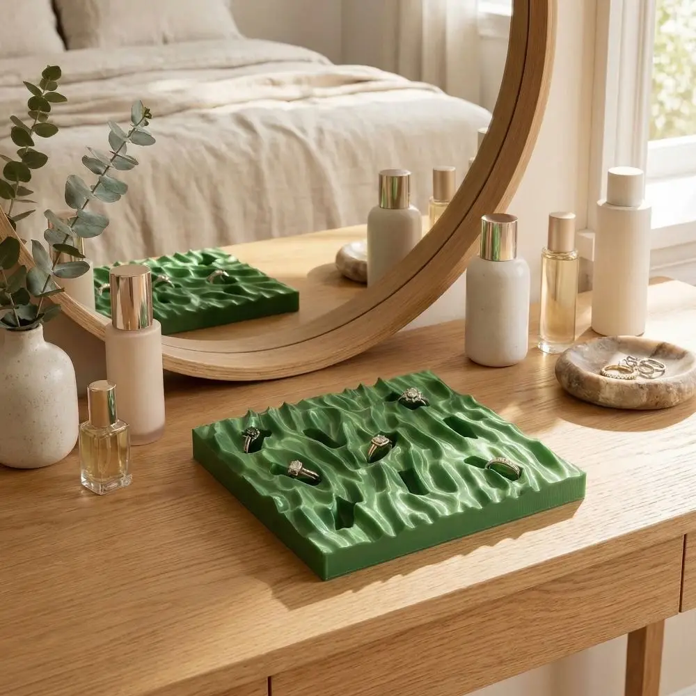 

Sea Wave Ring Display Plates INS Creative 3D Printing Rings Holder Decorative Simple Jewelry Storage Tray Desktop Ornaments