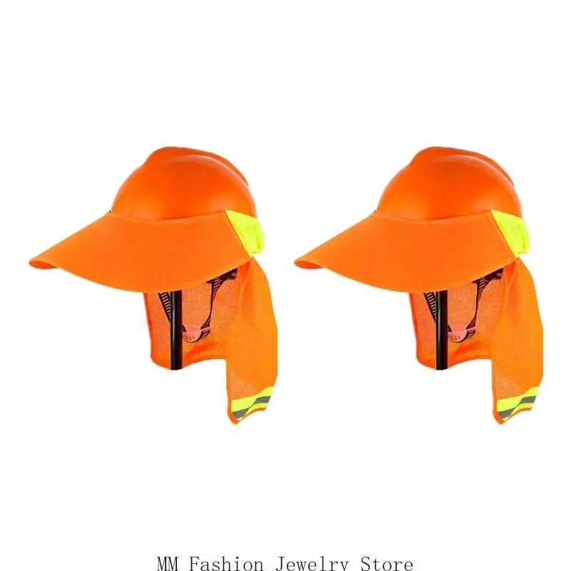 Fluorescent Safety Hat Cover With Reflective Strips Elastic Fit For Construction Hiking D0UB