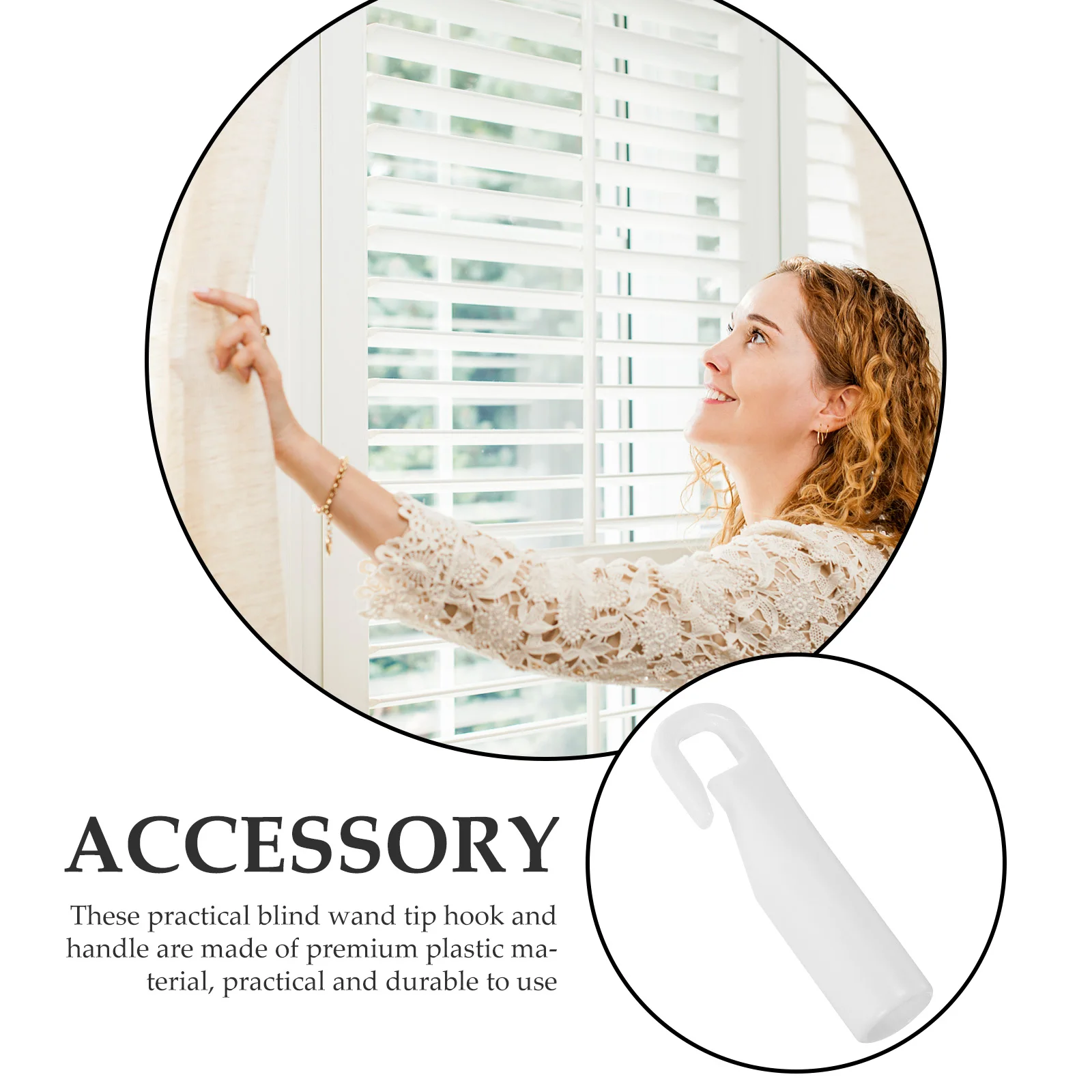 

2Pcs Blind Wand Hook Pom Plastic Curtain Rod Replacement Hook Parts Blind Hanger Accessories Curtain Rod Hanger