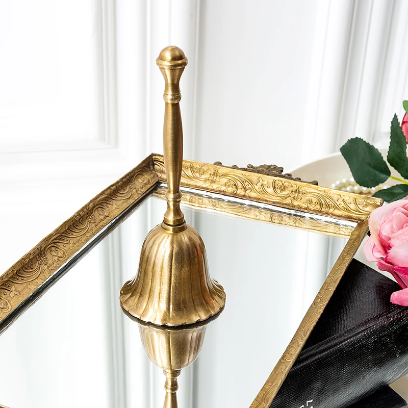 Vintage Indian brass hand rattle restaurant pass the meal bell home decoration ornament wedding props