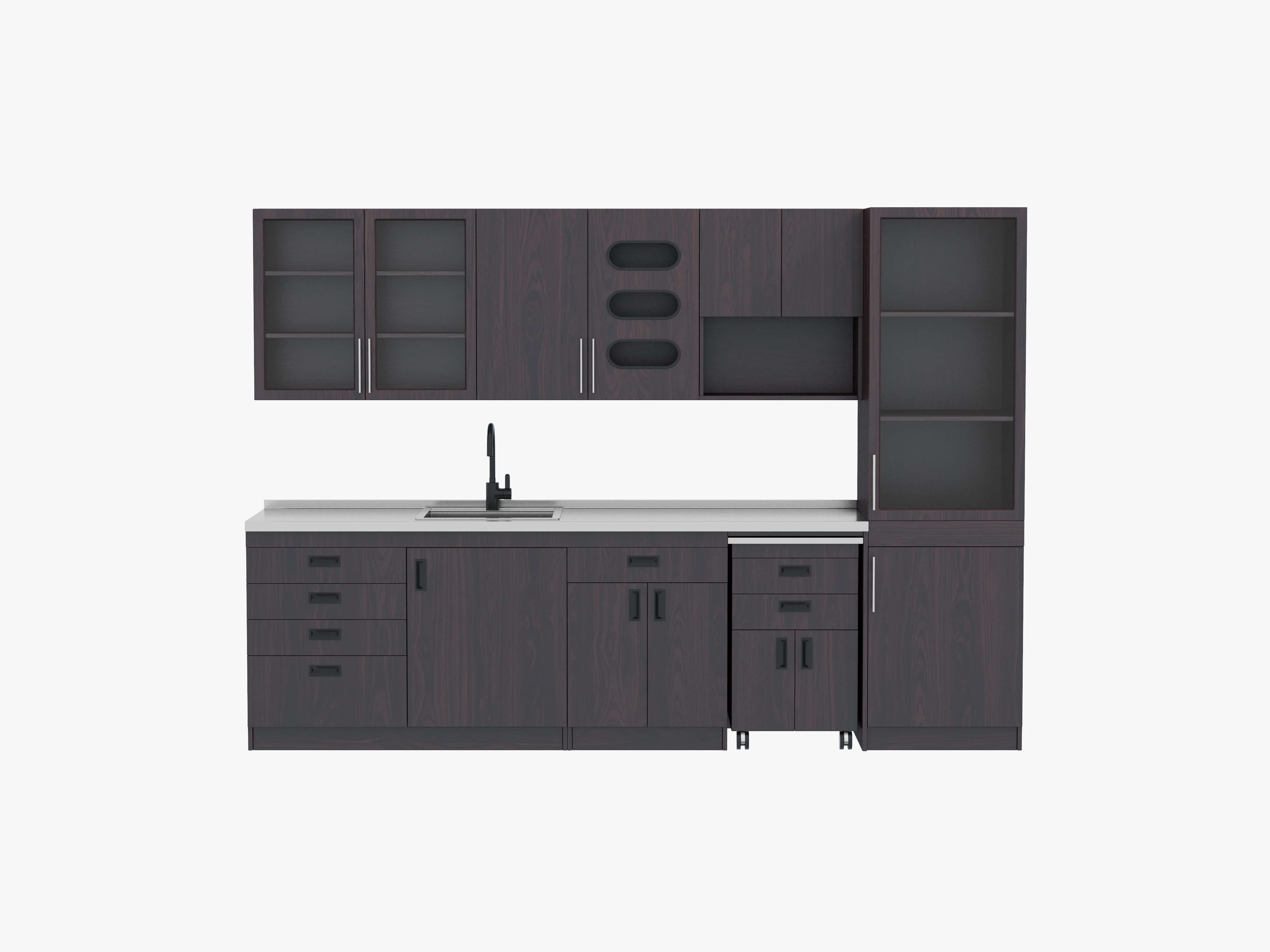 AEOLUSpet Consultant Room Island Faux-wood stainless steel cabinetry system