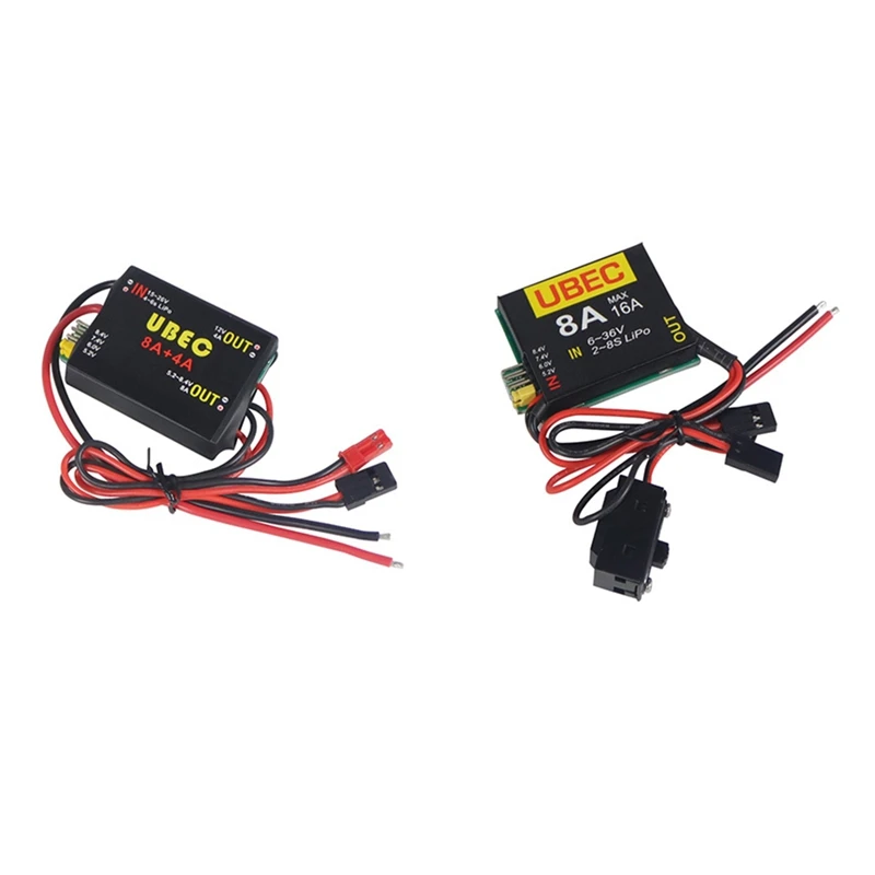 HOT-2PCS 2S-6S 6-36V UBEC-8A BEC DUAL UBEC 8A /16A 5.2/6.0/7.4V/8.4V For Servo Separate Power Supply RC Car Fixwing Airplane