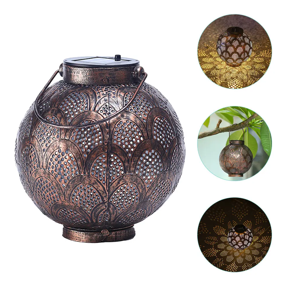 

Садовый светильник на солнечной батарее, железный, подвесной, портативный, водонепроницаемый, для двора и кемпинга